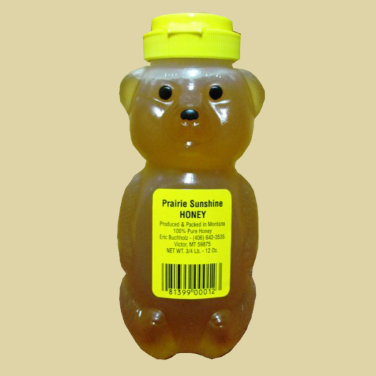 Prairie Sunshine Honey - Honey Bear (12 Ounces) - From Montana USA! - Click Image to Close