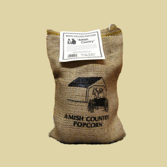 Amish Country White Popcorn in a Burlap Bag (2 lb) - Click Image to Close