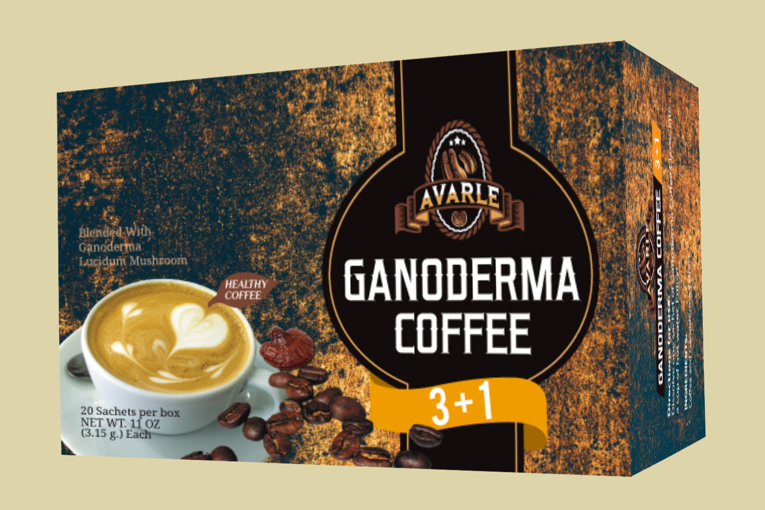 3+1 Avarle Healthy Coffee with Ganoderma - Creamer and Sugar (20 pk/box)