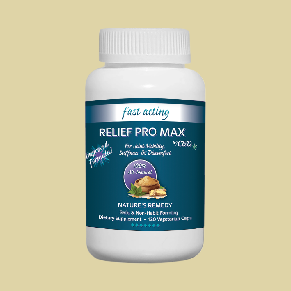 Relief Pro Max - Pain and Inflammation Relief Plus CBD - Naturally! (120 Capsules) 100% Satisfaction Guarantee